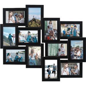 12 Openings 4 by 6 Collage Picture Frame, Decorative Handcrafted Rustic Wood